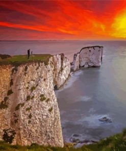 Amazing Sunset in Old Harry Rocks Diamond Paintings