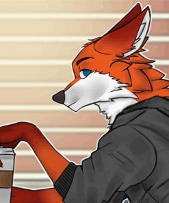 Anime Fox With Coffee Diamond Paintings