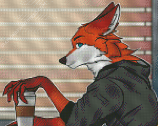 Anime Fox With Coffee Diamond Paintings