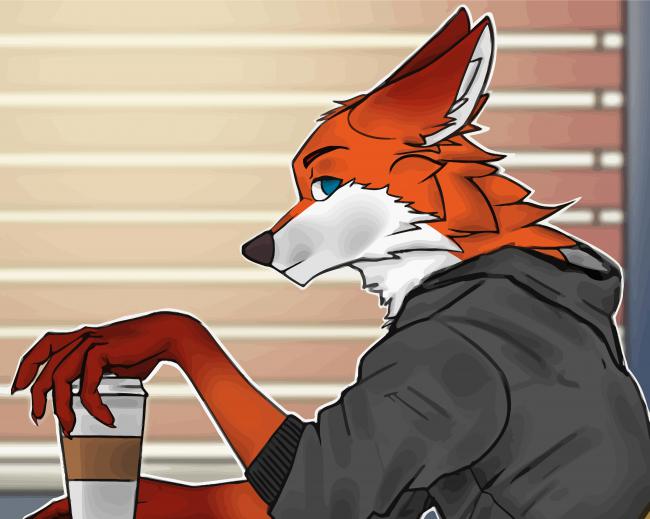 Anime Fox With Coffee Diamond Paintings