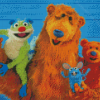 Bear In Blue House Diamond Paintings