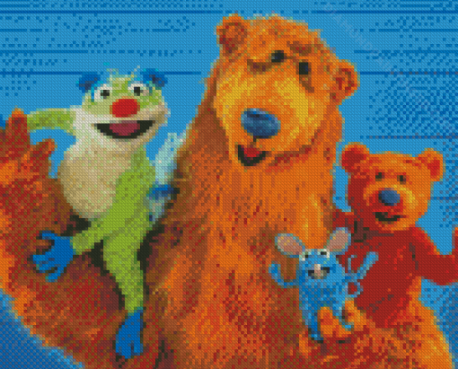 Bear In Blue House Diamond Paintings