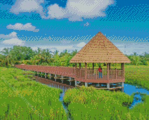 Boardwalk Hut in Marsh Diamond Paintings