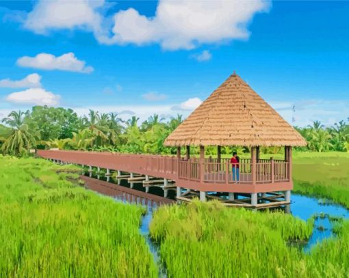 Boardwalk Hut in Marsh Diamond Paintings