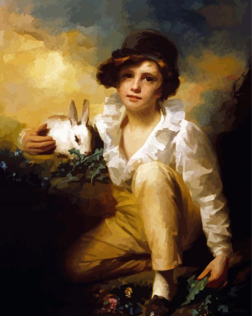 Boy And Rabbit Raeburn Diamond Paintings