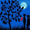 Boy Girl Moon Silhouette Diamond Paintings