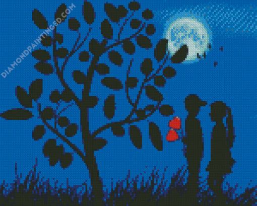 Boy Girl Moon Silhouette Diamond Paintings