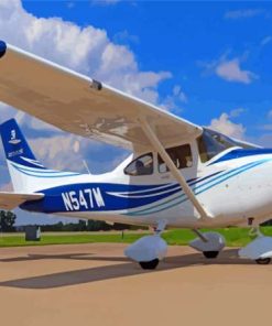 Cessna 182 White And Blue Diamond Paintings