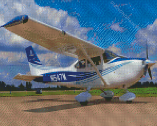 Cessna 182 White And Blue Diamond Paintings