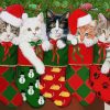 Christmas Cats In Stockings Diamond Paintings