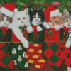 Christmas Cats In Stockings Diamond Paintings