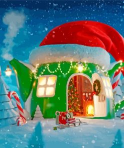 Christmas Cartoon House Diamond Paintings