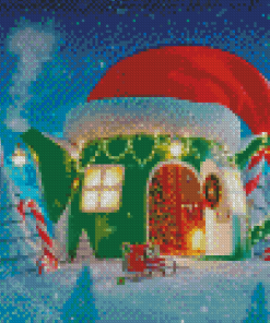 Christmas Cartoon House Diamond Paintings