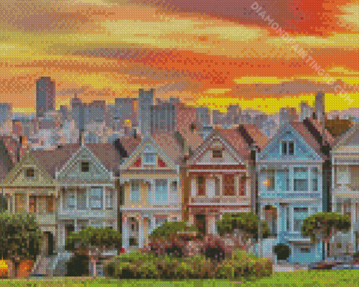 Color House San Francisco Sunset Diamond Paintings