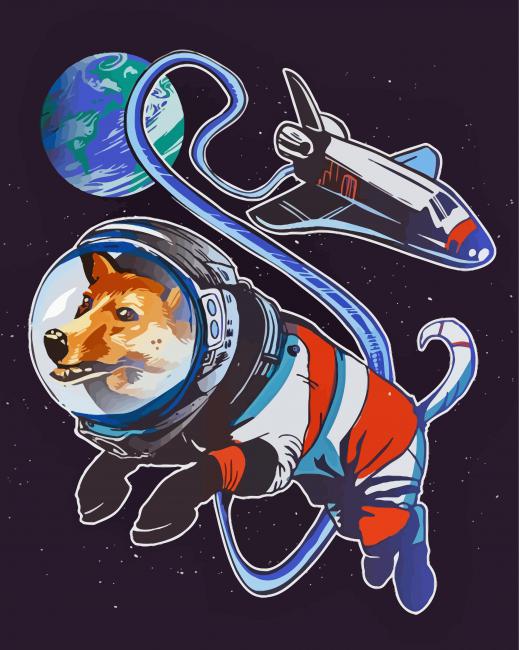 Corgi Dog in Space Diamond Paintings