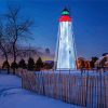 Fort Gratiot Lighthouse In Snow Diamond Paintings