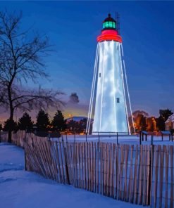 Fort Gratiot Lighthouse In Snow Diamond Paintings