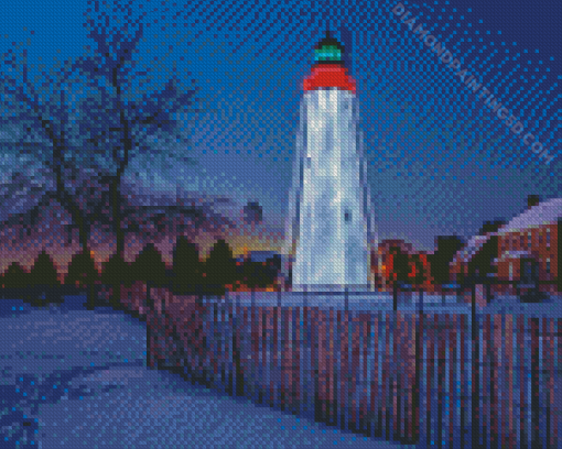 Fort Gratiot Lighthouse In Snow Diamond Paintings