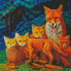 Fox Family In Forest Art Diamond Paintings