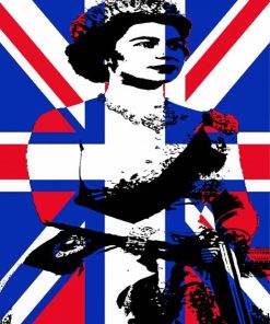 Illustration Queen Elizabeth Union Jack Diamond Paintings