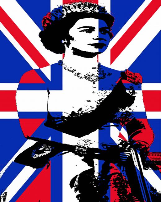 Illustration Queen Elizabeth Union Jack Diamond Paintings