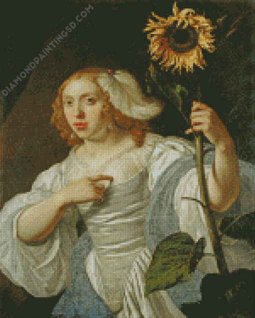 Lady With Sunflower Diamond Paintings