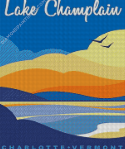 Lake Champlain Vermont Illustration Poster Diamond Paintings