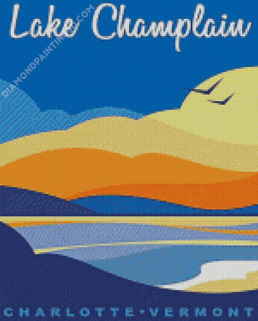 Lake Champlain Vermont Illustration Poster Diamond Paintings