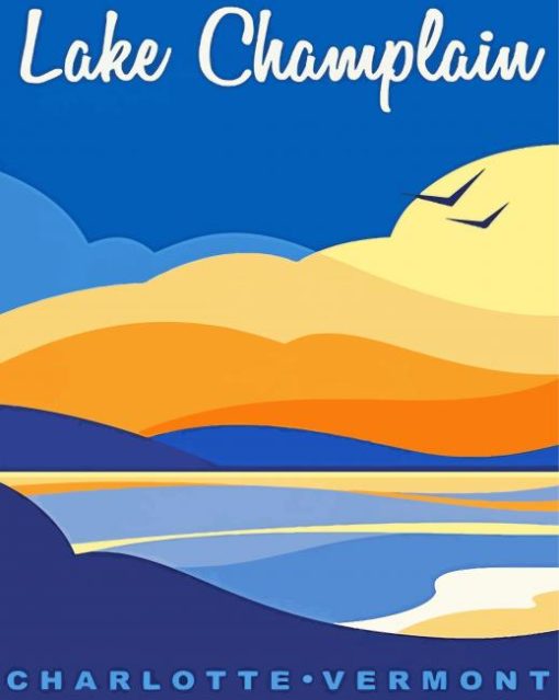 Lake Champlain Vermont Illustration Poster Diamond Paintings