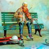 Man Posing Violin Art Diamond Paintings