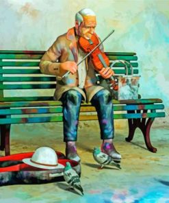 Man Posing Violin Art Diamond Paintings