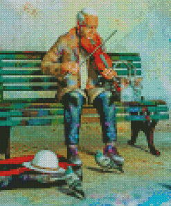 Man Posing Violin Art Diamond Paintings