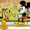 Mickey Mouse And Pluto Drinking Coffee Diamond Paintings