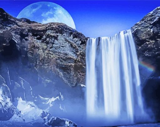 Moonlight Waterfall Diamond Paintings