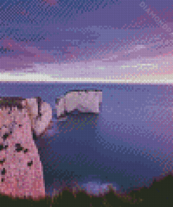 Old Harry Rocks With Pink Sunset Diamond Paintings