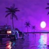 Palm Trees With Car At Night Diamond Paintings