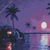 Palm Trees With Car At Night Diamond Paintings