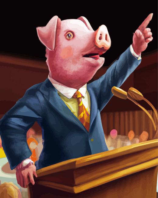 Pig Wearing Suit Diamond Paintings