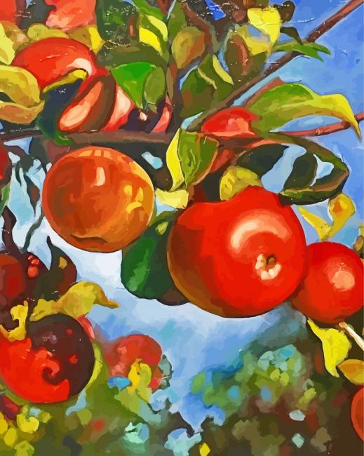 Red Apples Tree Diamond Paintings