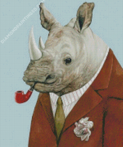 Rhino Wearing Suit Diamond Paintings