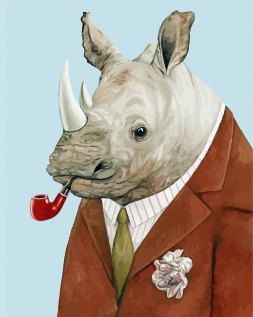 Rhino Wearing Suit Diamond Paintings