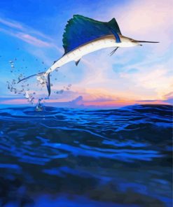 Sailfish With Sunset Diamond Paintings