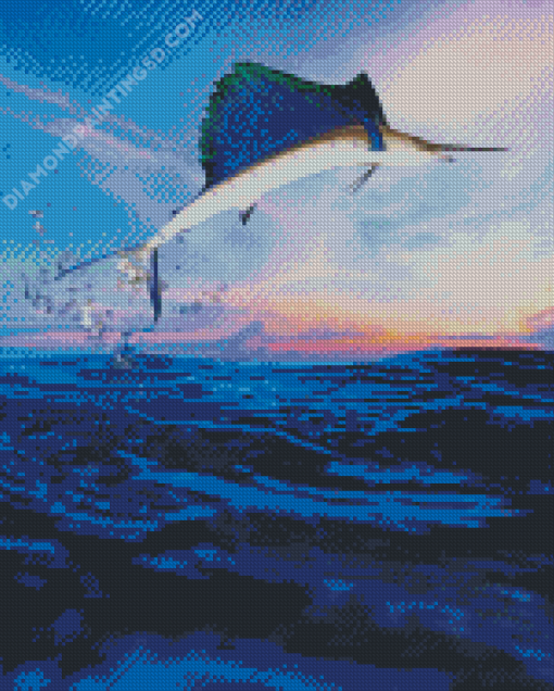 Sailfish With Sunset Diamond Paintings