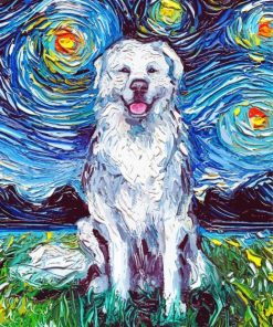 Starry Night Great Pyrenees Diamond Paintings