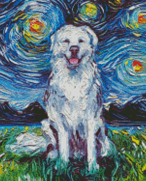 Starry Night Great Pyrenees Diamond Paintings