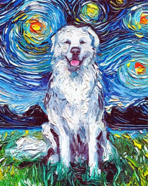 Starry Night Great Pyrenees Diamond Paintings