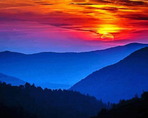 Sunset At Tennessee Mountains Diamond Paintings