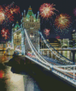 Tower Bridge Fireworks Celebration Diamond Paintings