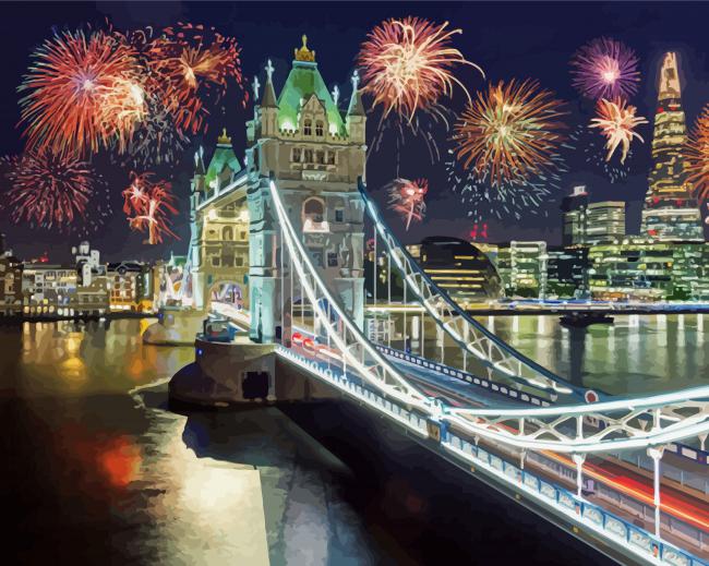 Tower Bridge Fireworks Celebration Diamond Paintings