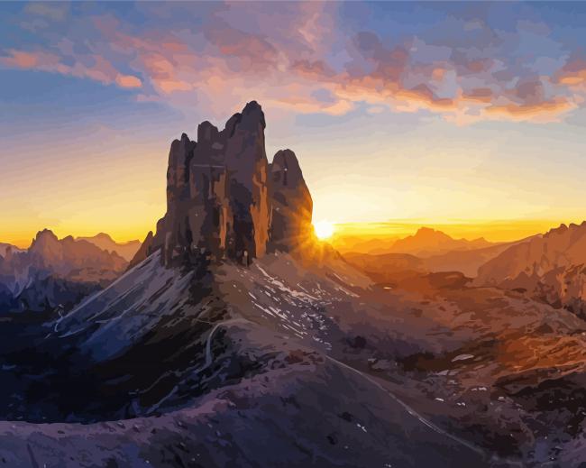 Tre Cime Di Lavaredo At Sunset Diamond Paintings